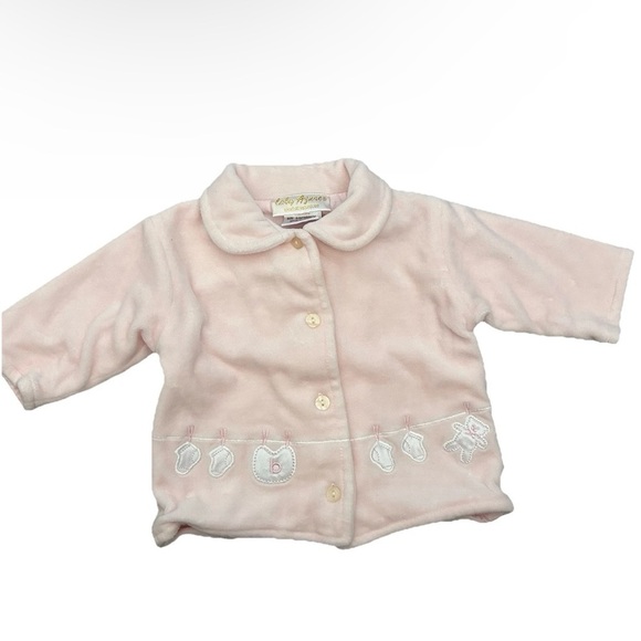Baby Girl Pink Velvet Button Up Cardigan Size 0-3 Months - Picture 1 of 3
